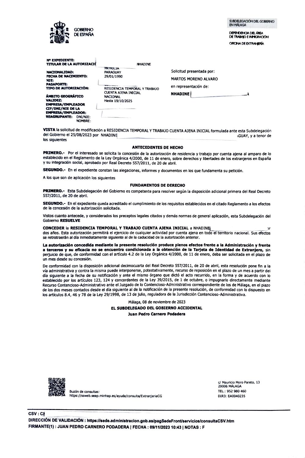 Lee más sobre el artículo Nueva concesión de residencia temporal y trabajo por cuenta ajena inicial